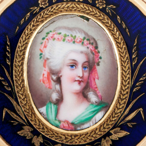 Swiss gold watch with portrait of Marie Antoinette Circa 1880 Swiss gold watch with portrait of Marie Antoinette Circa 1880