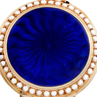 Swiss gold, enamel and pearl-set lady's pendant watch Circa 1900