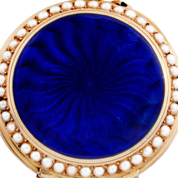 Swiss gold, enamel and pearl-set lady's pendant watch Circa 1900 Swiss gold, enamel and pearl-set lady's pendant watch Circa 1900