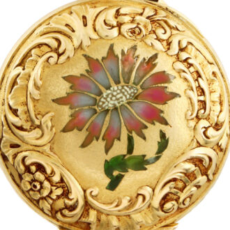 Swiss gold and Plique à jour enamel brooch watch Circa 1890
