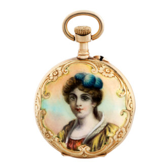 Fine Swiss gold watch with portrait of a young lady Circa 1890 Fine Swiss gold watch with portrait of a young lady Circa 1890