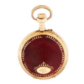 Swiss gold and red translucent enamel pendant watch Circa 1895