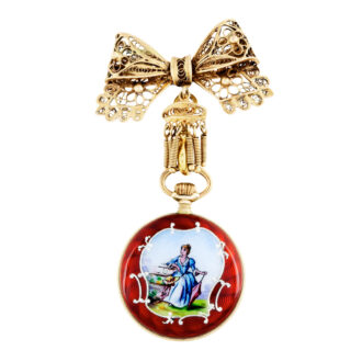 Fine Swiss silver-gilt lady's watch with filigree brooch Circa 1910