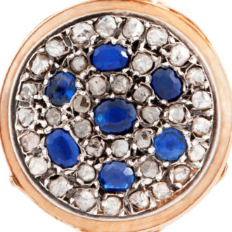Swiss gold, diamond, pearl and sapphire-set brooch watch Circa 1890