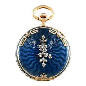 Swiss gold, enamel and diamond-set lady's pendant watch Circa 1910
