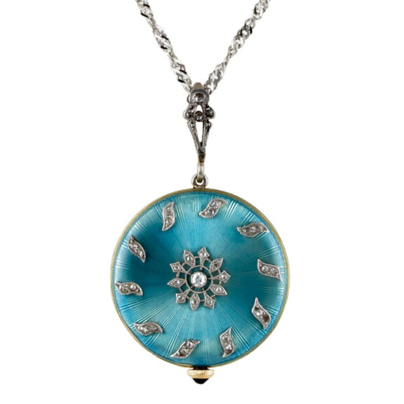 Swiss gold and enamel Belle Epoque pendant watch Circa 1910