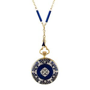 Swiss gold, platinum and enamel Belle Epoque watch Circa 1910