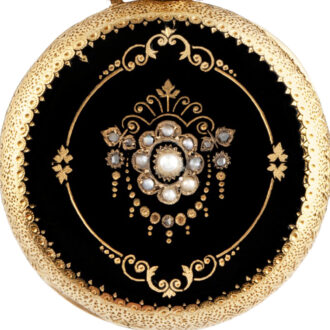 Swiss varicoloured gold and enamel lady's brooch watch Circa 1880