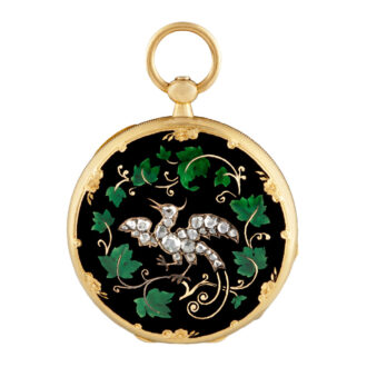 Swiss gold, enamel and diamond-set pendant watch Circa 1860