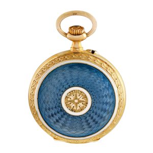 Swiss 18K gold and enamel keyless pendant watch Circa 1900
