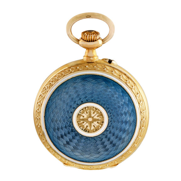 Swiss 18K gold and enamel keyless pendant watch Circa 1900