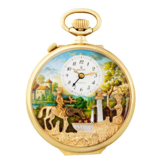 Swiss gold-plated watch with automaton and alarm Circa 1980