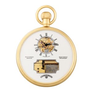 Swiss gold-plated watch with visible built in music box Circa 1985-1990