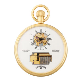 Swiss gold-plated watch with visible built in music box Circa 1985-1990