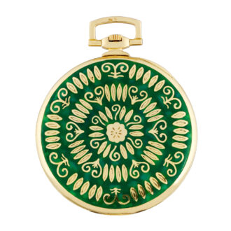 Swiss 18K gold and green champlevé enamel dress watch Circa 1930