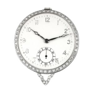 Swiss platinum and diamond-set keyless dress watch Circa 1920