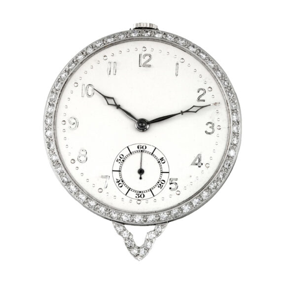 Swiss platinum and diamond-set keyless dress watch Circa 1920