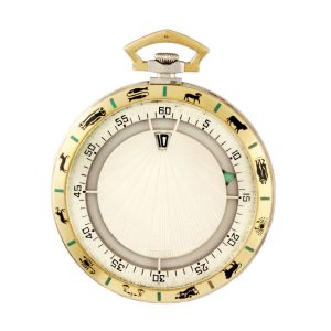 Swiss 18K yellow and white gold jump hour dress watch Circa 1924
