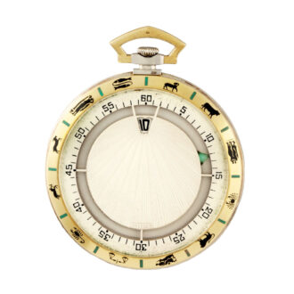 Swiss 18K yellow and white gold jump hour dress watch Circa 1924