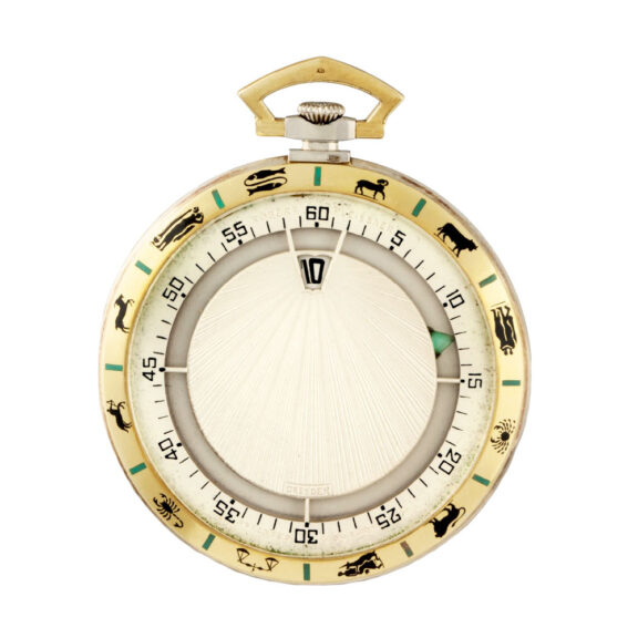 Swiss 18K yellow and white gold jump hour dress watch Circa 1924