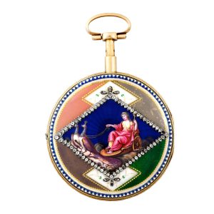 Swiss 18k gold quarter repeating verge pocket watch Circa 1780