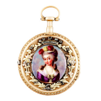 French varicoloured gold with short gold chain watch Circa 1770