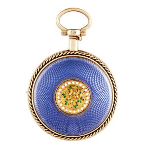 French 18K gold and enamel lady's pendant watch Circa 1775