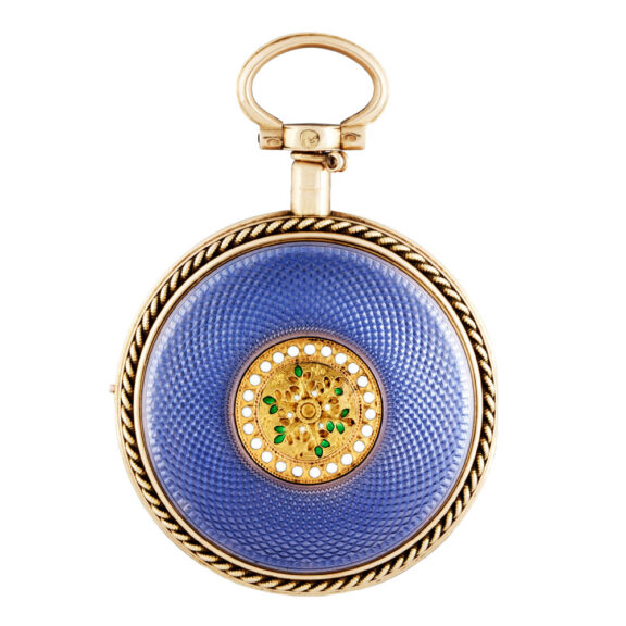 French 18K gold and enamel lady's pendant watch Circa 1775