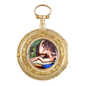 French 18K gold verge with an enamel erotic scene Circa 1780