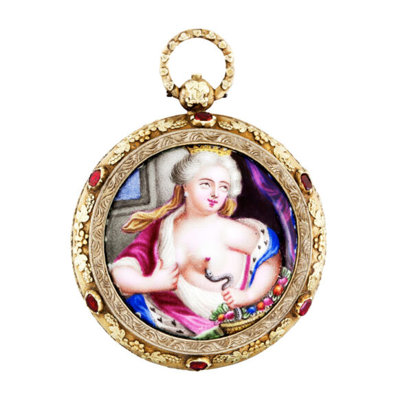French gold hunter with enamel portrait of Cleopatra Circa 1830