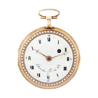 Swiss 18k gold, enamel and pearl-set pocket watch Circa 1790