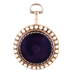 French 18k gold, enamel and pearl-set pendant watch Circa 1790
