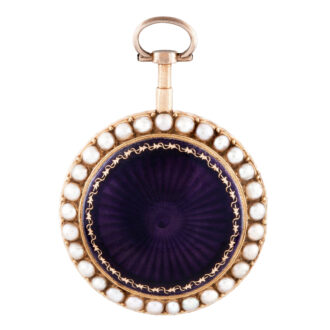 French 18k gold, enamel and pearl-set pendant watch Circa 1790