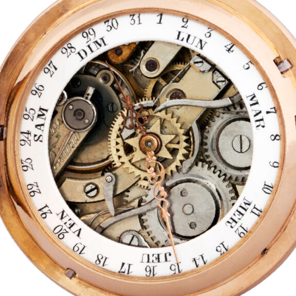 Swiss gold double-dialled hunting cased pocket watch Circa 1900 Swiss gold double-dialled hunting cased pocket watch Circa 1900
