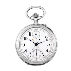 Unique Swiss silver watch with a three hand chronograph Circa 1890