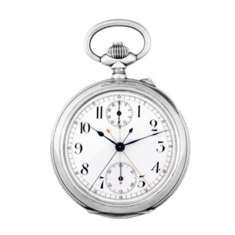 Unique Swiss silver watch with a three hand chronograph Circa 1890