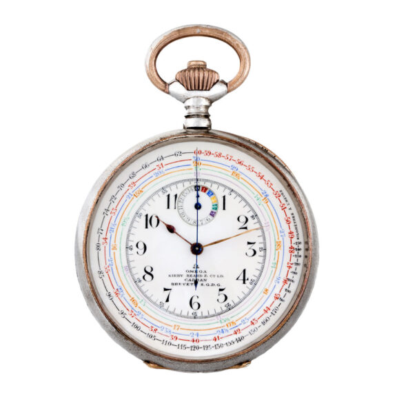 Rare Swiss silver metal double-dialled driver's pocket watch Circa 1906
