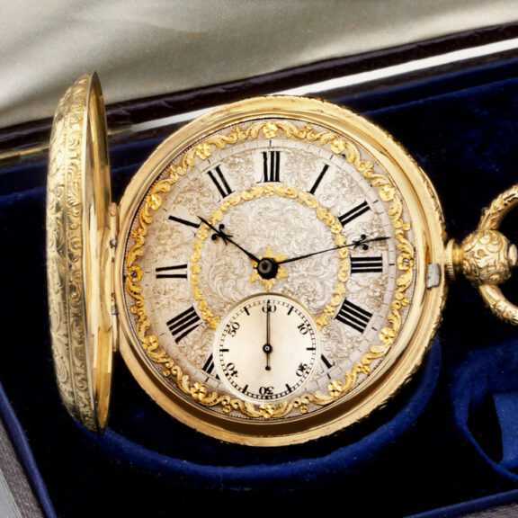 English gold watch with Moresque foliate decoration Circa 1860