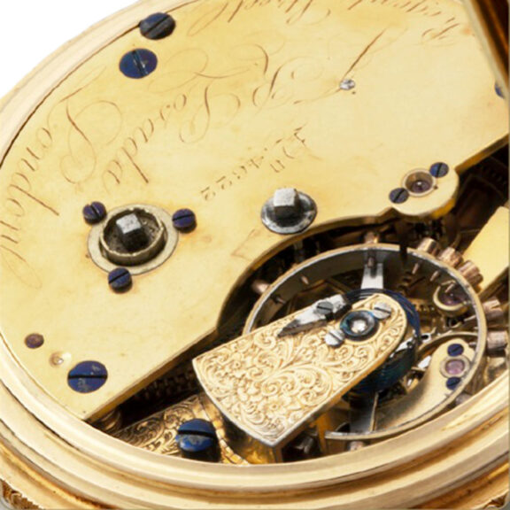 English gold watch with Moresque foliate decoration Circa 1860 English gold watch with Moresque foliate decoration Circa 1860