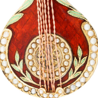 French gold, enamel and pearls mandolin-form watch Circa 1810