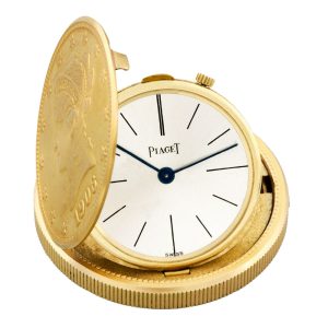 Swiss gold watch set in 10 US Dollar gold coin Circa 1970