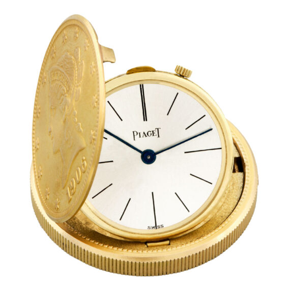 Swiss gold watch set in 10 US Dollar gold coin Circa 1970