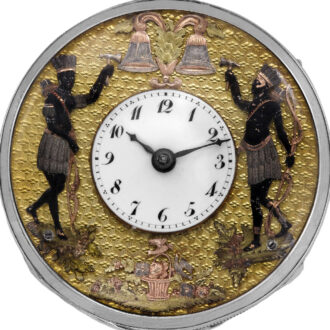 Fine Swiss silver open faced with automaton Jacks Circa 1820