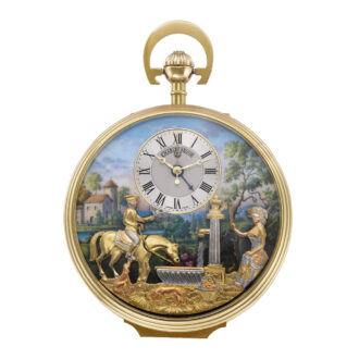 Swiss gold-plated musical watch with erotic automaton Circa 1980