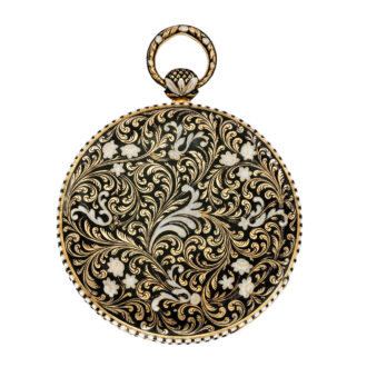 Swiss 18K gold and enamel lady's pendant watch Circa 1835
