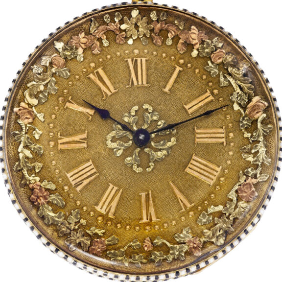 Swiss 18K gold and enamel lady's pendant watch Circa 1835 Swiss 18K gold and enamel lady's pendant watch Circa 1835