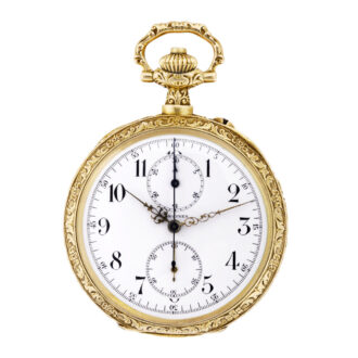 Swiss gold open faced with chronograph and register Circa 1905