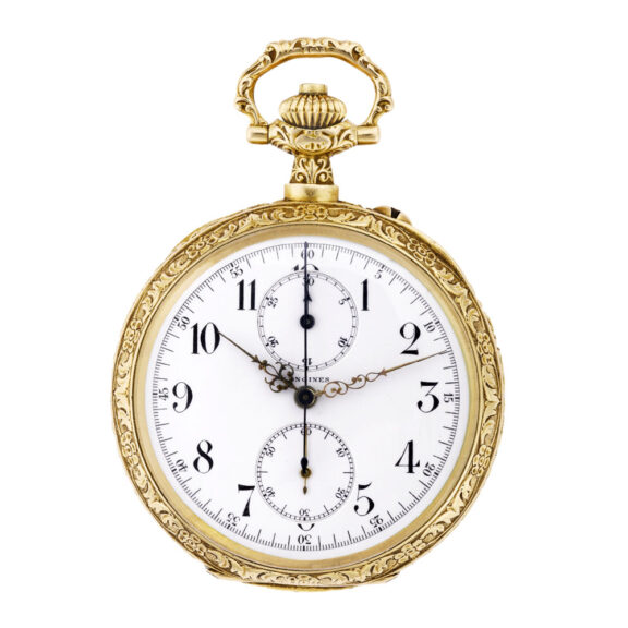 Swiss gold open faced with chronograph and register Circa 1905