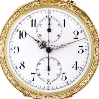 Swiss gold open faced with chronograph and register Circa 1905