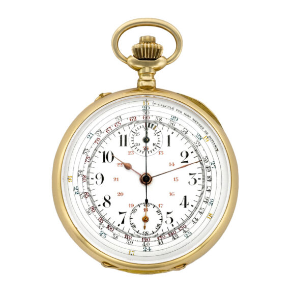 Swiss gold chronograph with tachometer and telemeter Circa 1910